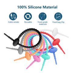 12pcs Reusable Silicone Ties & Bag Clips All Purpose Cable Straps