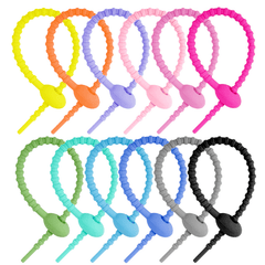 12pcs Reusable Silicone Ties & Bag Clips All Purpose Cable Straps