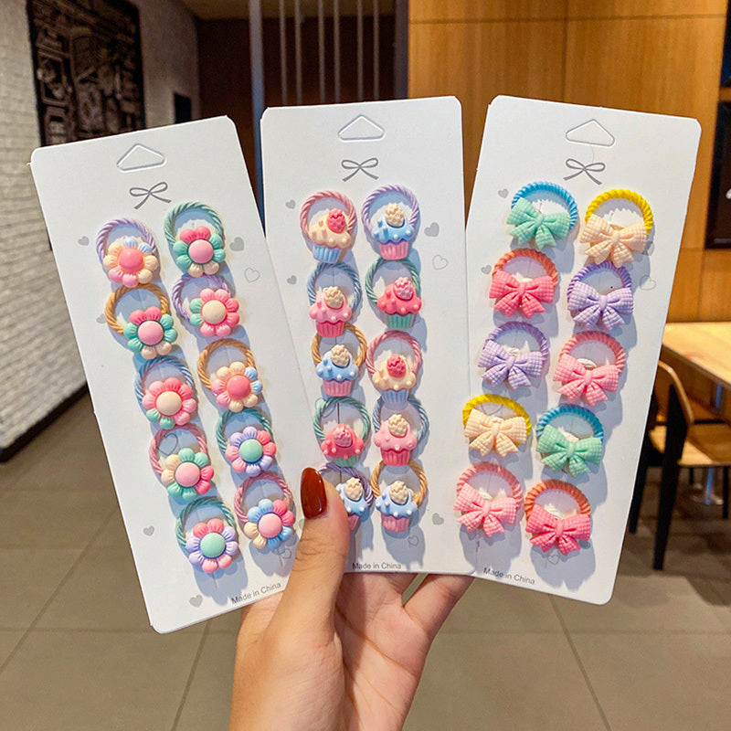 10pcs Baby Girls Flowers Ice cream Bow Knot Hair Ties Hair Accessories