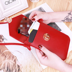 Women's Minimalist Cell Phone Bag Faux Leather Buckle Bag