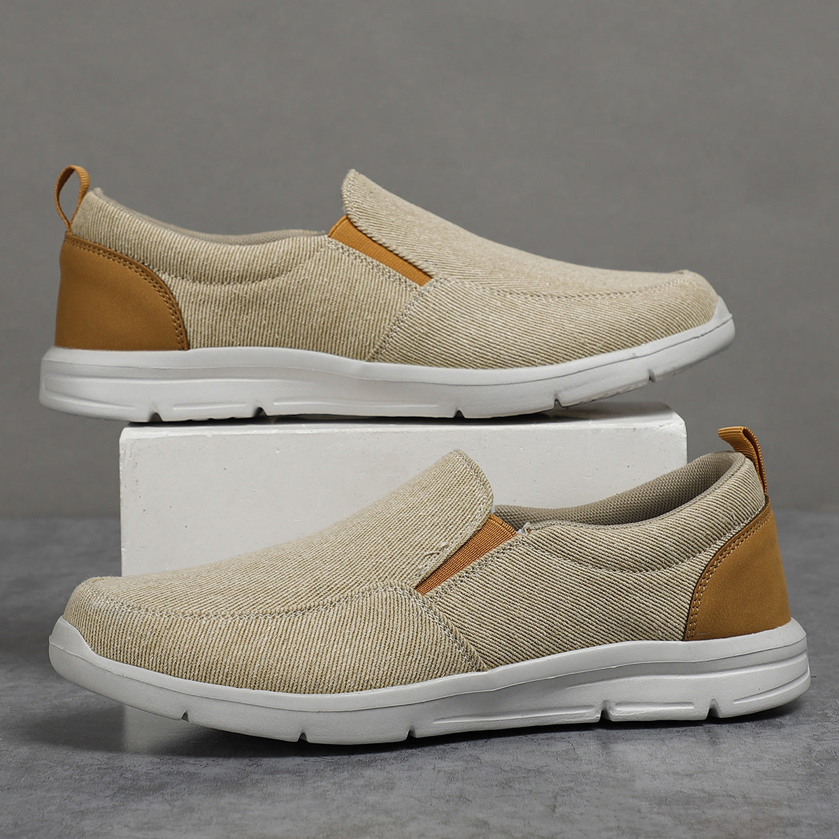 Men Slip On Loafers Comfort Non Slip Walking Sneakers Summer Canvas Shoes