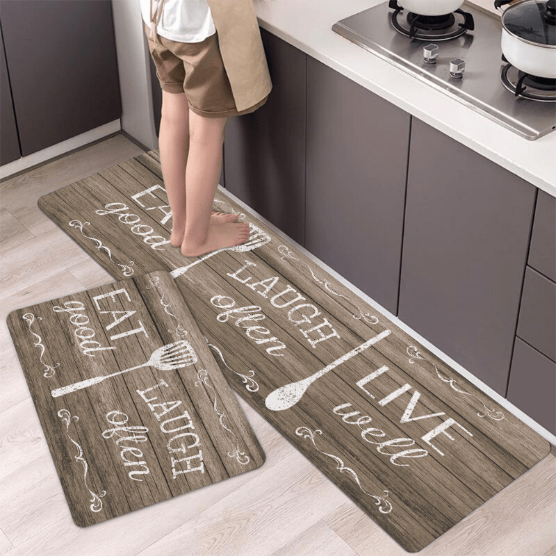 Retro Graphic Printing Kitchen Rug Waterproof Non Slip Floor Mat