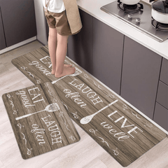 Retro Graphic Printing Kitchen Rug Waterproof Non Slip Floor Mat