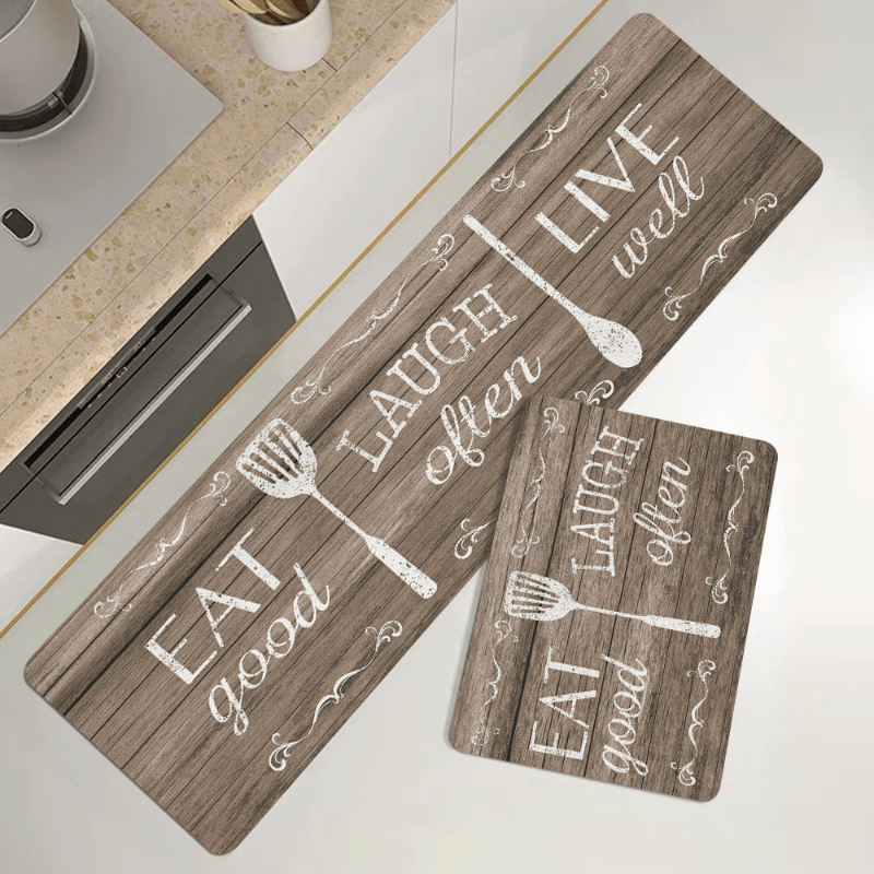 Retro Graphic Printing Kitchen Rug Waterproof Non Slip Floor Mat