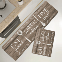 Retro Graphic Printing Kitchen Rug Waterproof Non Slip Floor Mat
