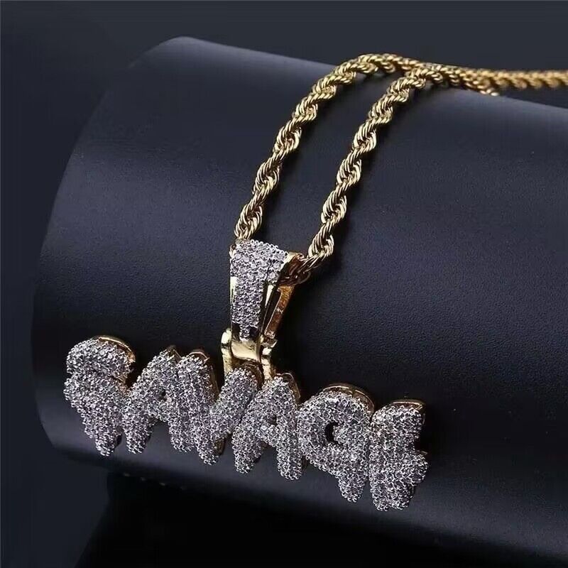 Men's Bling Rhinestone Diamond Pendant Hip Hop Necklace