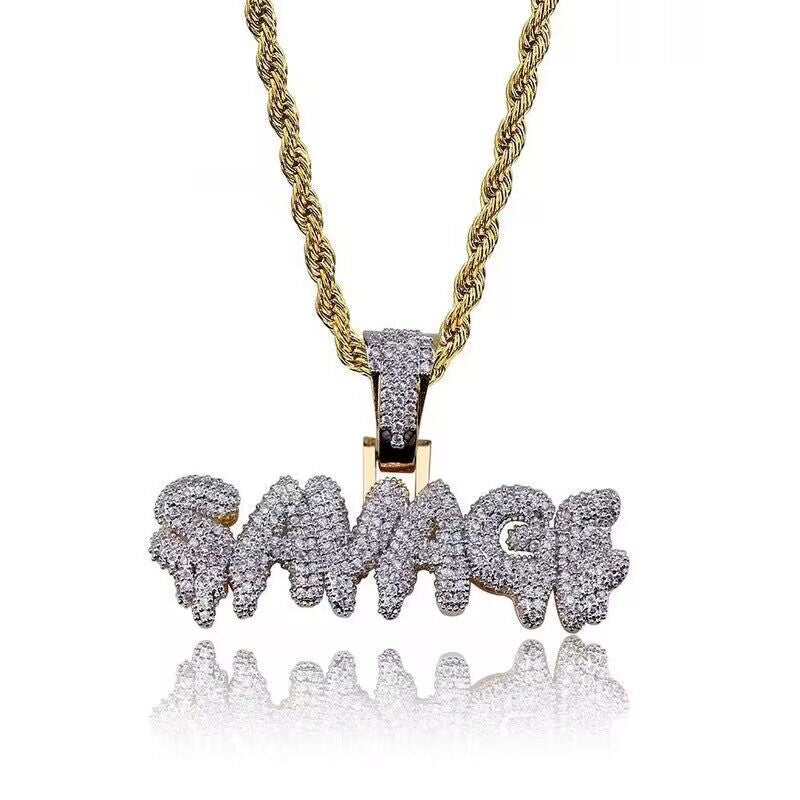 Men's Bling Rhinestone Diamond Pendant Hip Hop Necklace