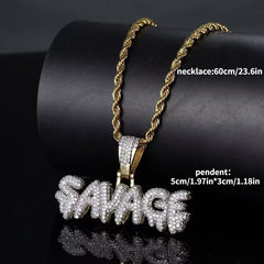 Men's Bling Rhinestone Diamond Pendant Hip Hop Necklace