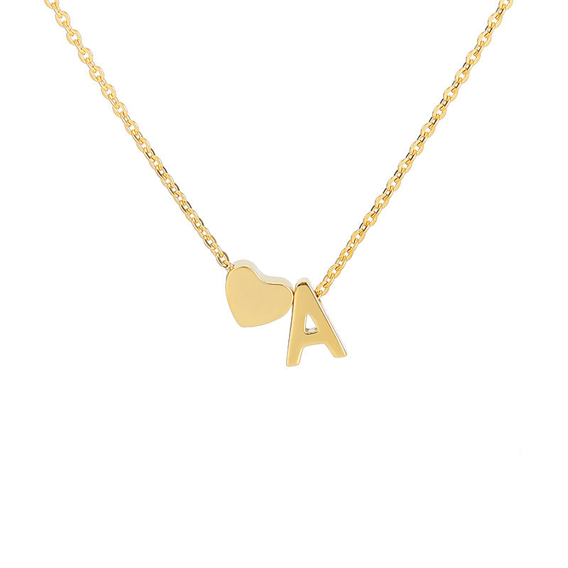 Heart Initial Necklace A Name Pendant Love Jewelry Gift