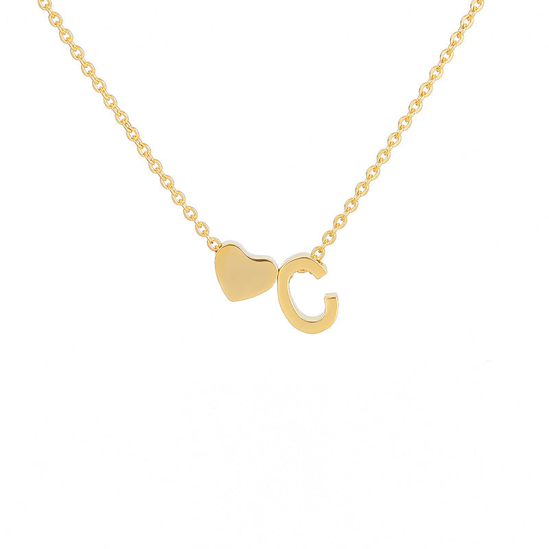 Heart Initial Necklace A Name Pendant Love Jewelry Gift
