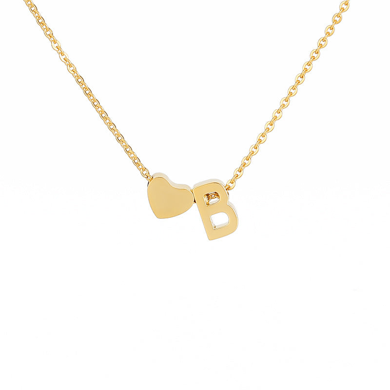 Heart Initial Necklace A Name Pendant Love Jewelry Gift