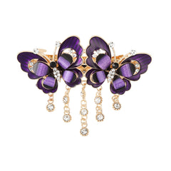 Butterfly Rhinestone Hair Clips Metal Enamel Flower Vintage Hairpins With Tassel