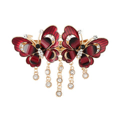 Butterfly Rhinestone Hair Clips Metal Enamel Flower Vintage Hairpins With Tassel