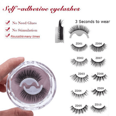 Reusable Self adhesive False Eyelashes 3D Mink Lashes Glue Eyelash Extension