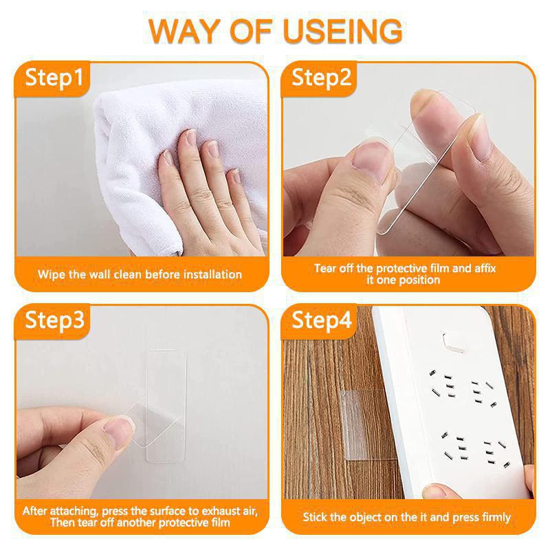 60pcs Clear Double Sided Adhesive Pads - Waterproof and Removable