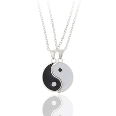 Stainless Steel Yin Yang Pendant Puzzle Piece Necklace for Couple or Friends