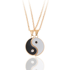 Stainless Steel Yin Yang Pendant Puzzle Piece Necklace for Couple or Friends