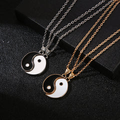 Stainless Steel Yin Yang Pendant Puzzle Piece Necklace for Couple or Friends