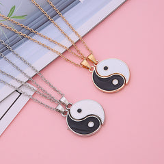 Stainless Steel Yin Yang Pendant Puzzle Piece Necklace for Couple or Friends
