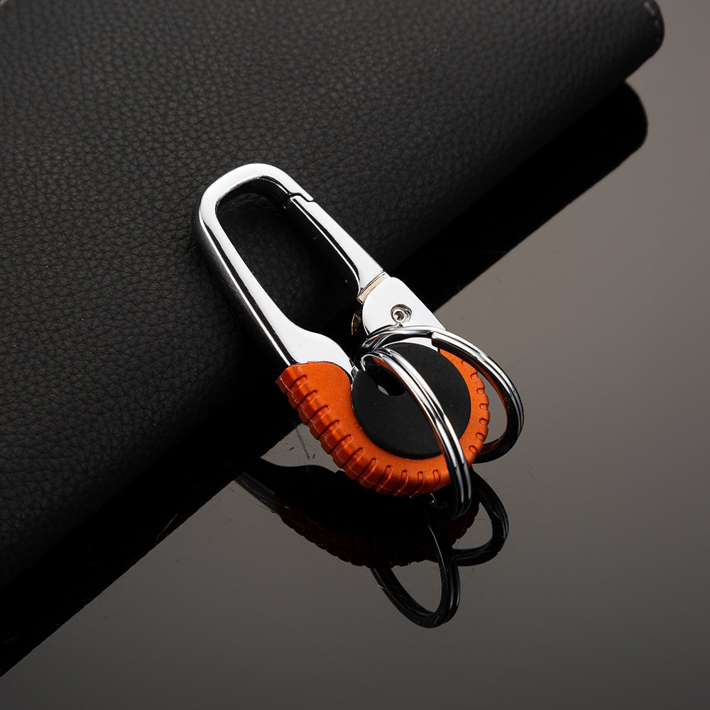 1pc Stainless Steel Keychain Hook Buckle Carabiner Double Ring Fishing Keyring