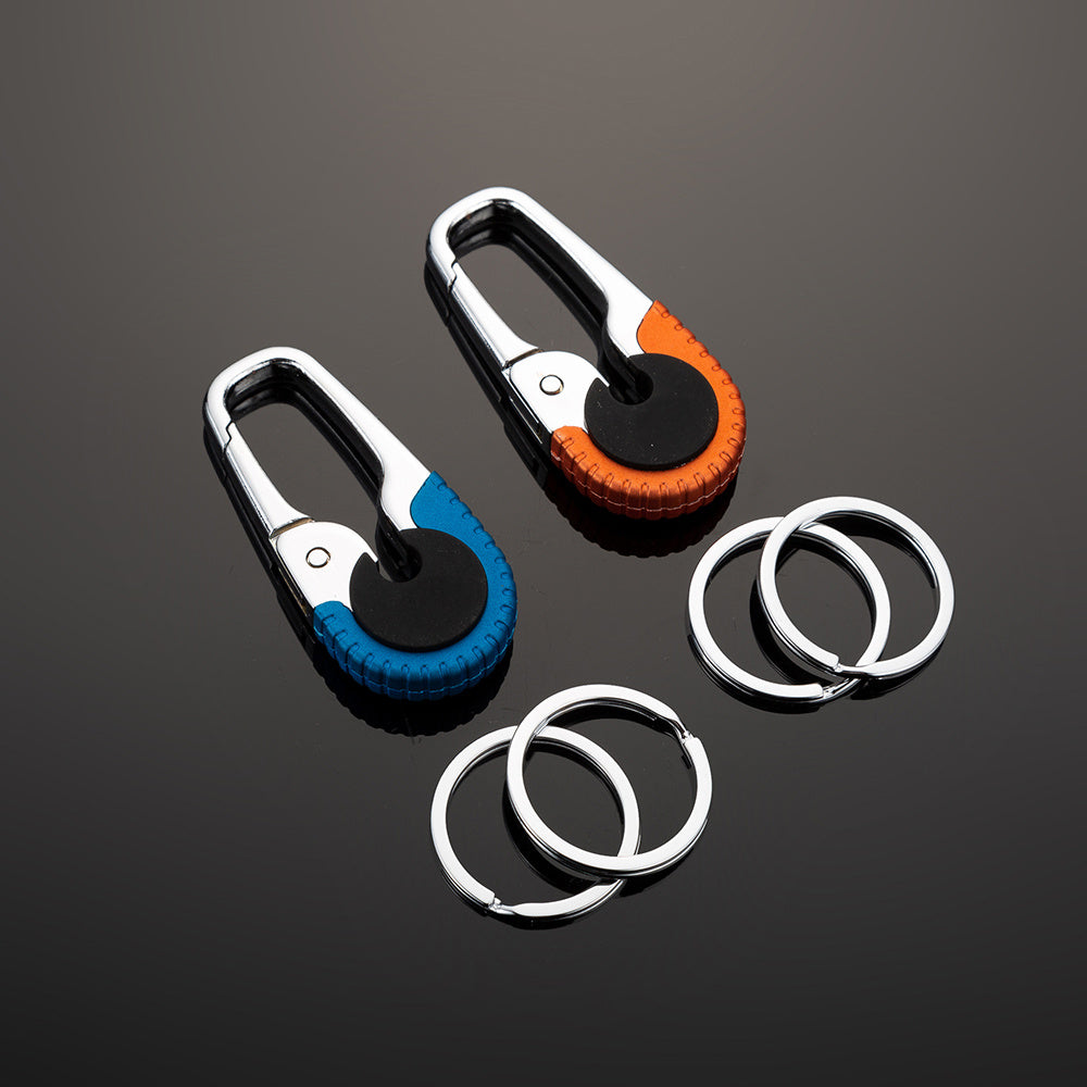 1pc Stainless Steel Keychain Hook Buckle Carabiner Double Ring Fishing Keyring