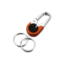1pc Stainless Steel Keychain Hook Buckle Carabiner Double Ring Fishing Keyring