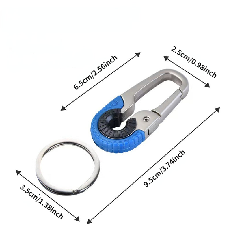 1pc Stainless Steel Keychain Hook Buckle Carabiner Double Ring Fishing Keyring