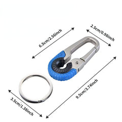 1pc Stainless Steel Keychain Hook Buckle Carabiner Double Ring Fishing Keyring