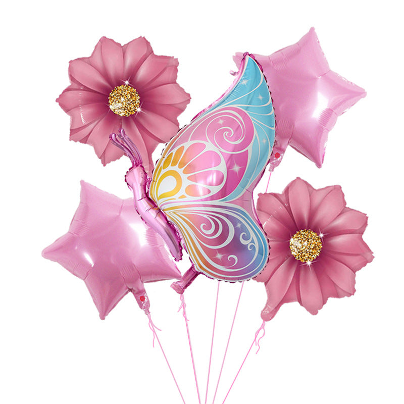 5-Piece Butterfly Sunflower Balloon Set for Baby Shower