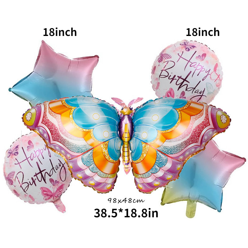 5-Piece Butterfly Sunflower Balloon Set for Baby Shower