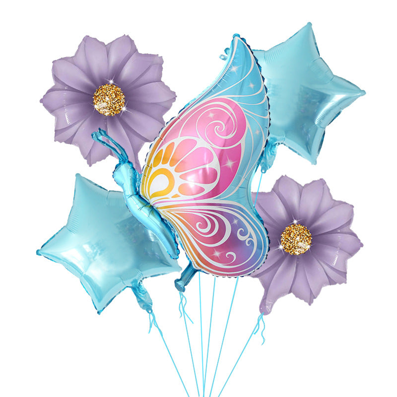 5-Piece Butterfly Sunflower Balloon Set for Baby Shower