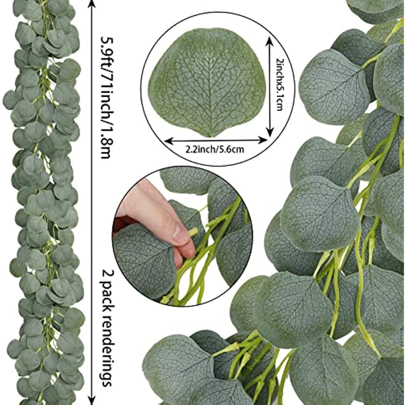 Artificial Eucalyptus Garland 5 9ft Greenery Silver Dollar Eucalyptus
