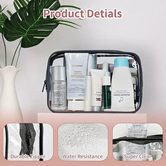 2 Pcs Clear Makeup Bags with Zippers