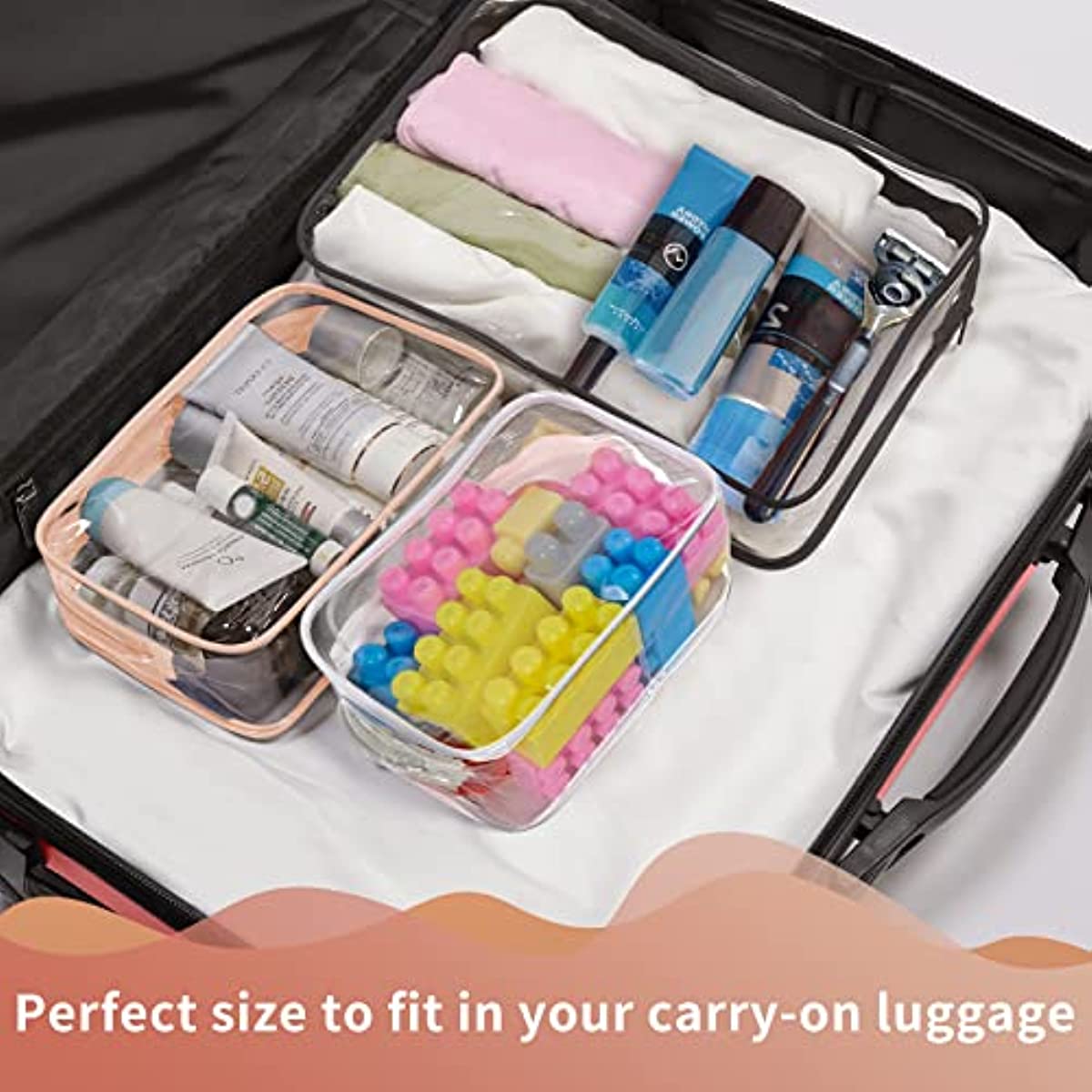 2 Pcs Clear Makeup Bags with Zippers