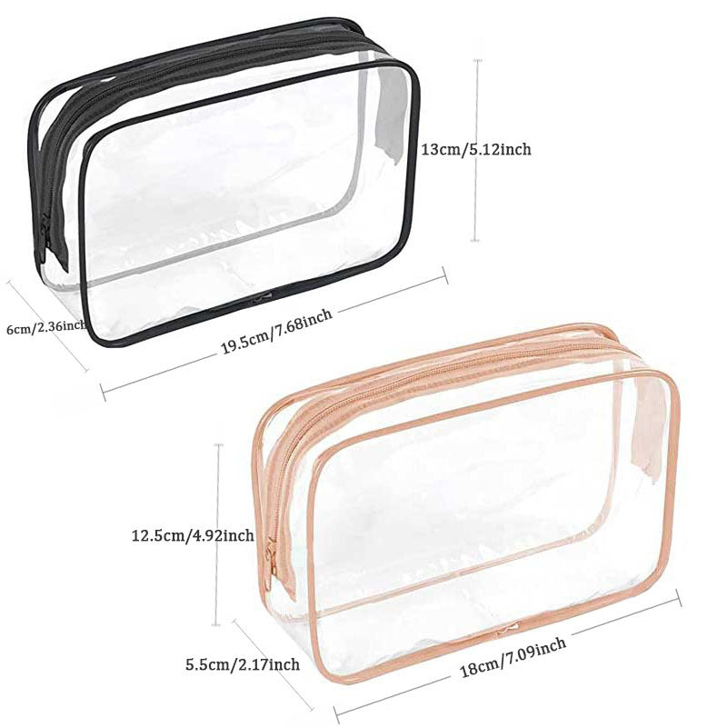 2 Pcs Clear Makeup Bags with Zippers