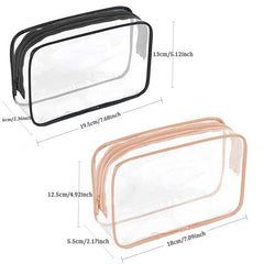 2 Pcs Clear Makeup Bags with Zippers