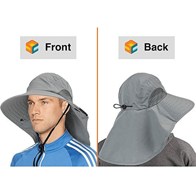 UPF50 Sun Protection Wide Brim Hat with Neck Flap for Men and Women