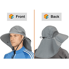 UPF50 Sun Protection Wide Brim Hat with Neck Flap for Men and Women
