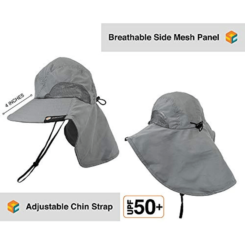 UPF50 Sun Protection Wide Brim Hat with Neck Flap for Men and Women