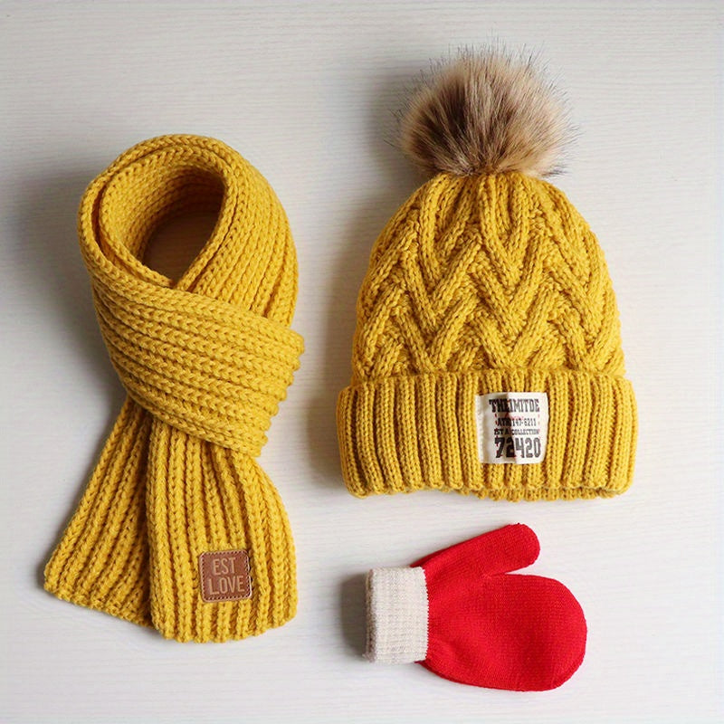 Kids Winter Hat Scarf Gloves Set for Boys Girls