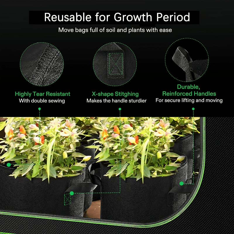 3 Gallon Grow Bags Non Woven Plant Fabric Pots with Handles