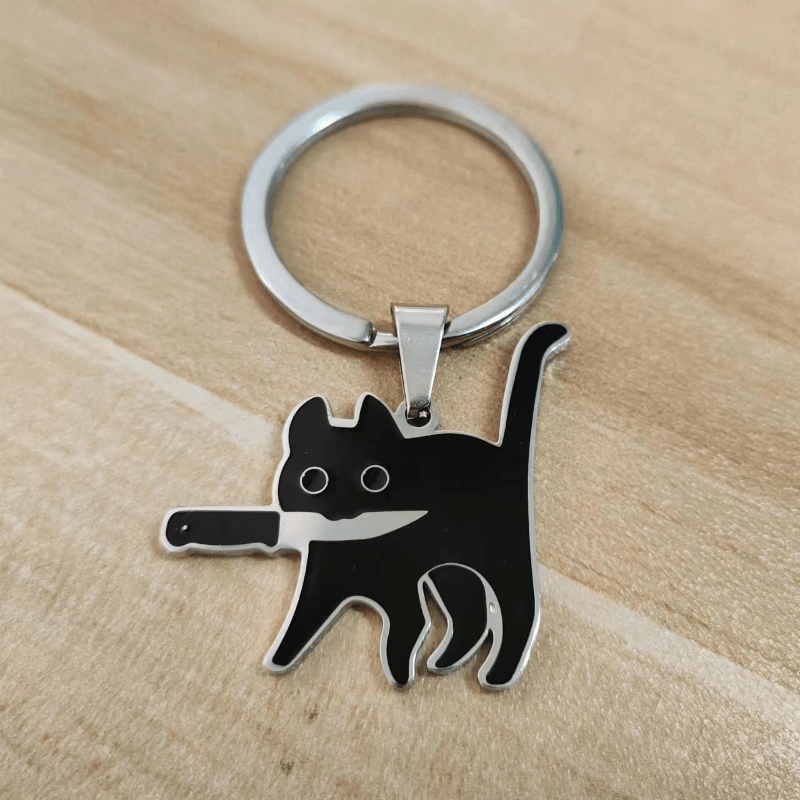 Cartoon Cat Pattern Bag Pendant Metal Anime Travel Accessory