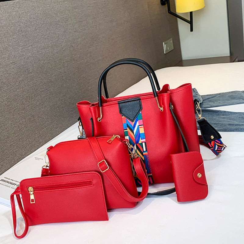 4Pcs Women's Handbag Set Shoulder Crossbody Clutch Purse Card Holder