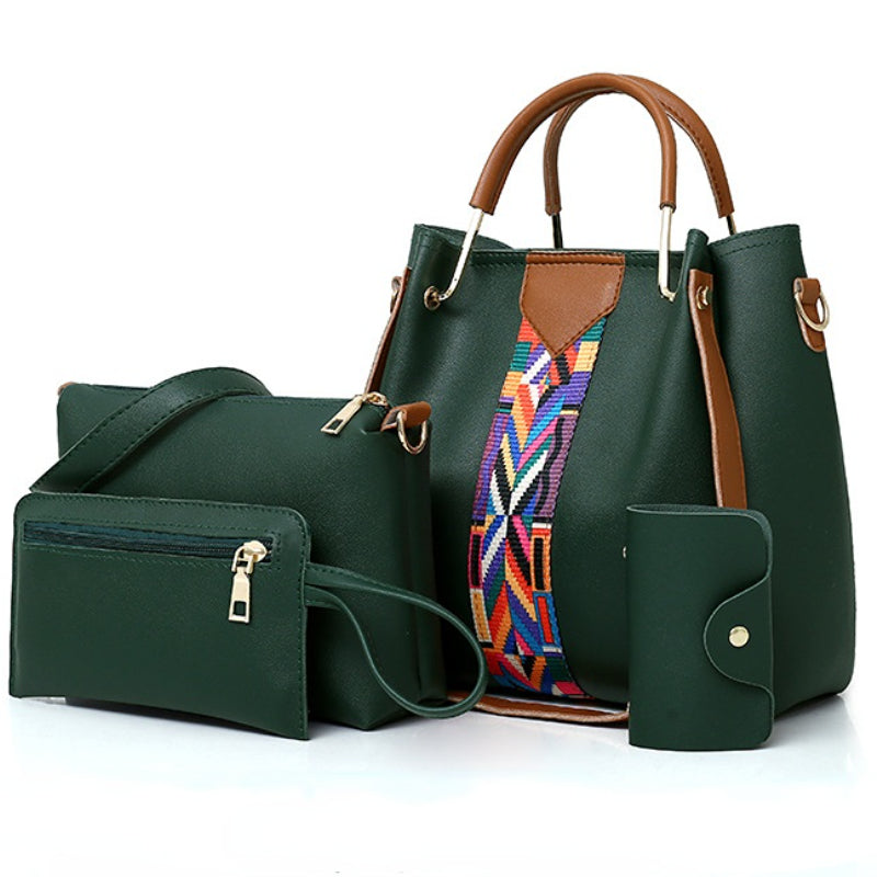 4Pcs Women's Handbag Set Shoulder Crossbody Clutch Purse Card Holder