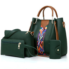 4Pcs Women's Handbag Set Shoulder Crossbody Clutch Purse Card Holder