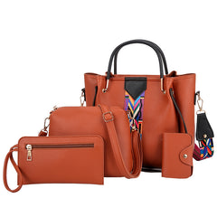 4Pcs Women's Handbag Set Shoulder Crossbody Clutch Purse Card Holder