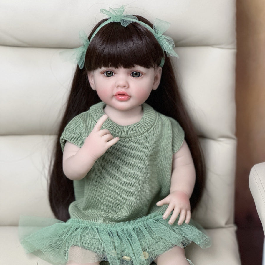 22in Lifelike Reborn Baby Doll w/ Realistic Brown Hair