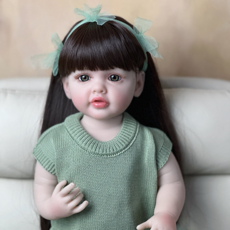 22in Lifelike Reborn Baby Doll w/ Realistic Brown Hair