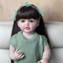 22in Lifelike Reborn Baby Doll w/ Realistic Brown Hair