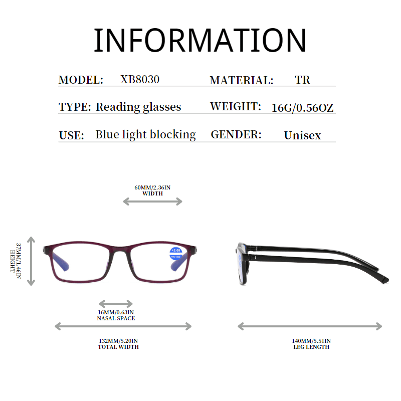 Stylish Plastic Reading Glasses for Men & Women